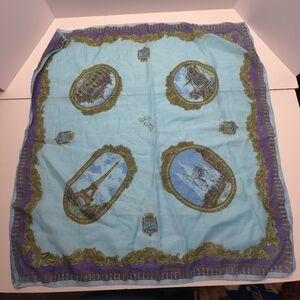 Scarf Vintage Paris Souvenir Square Hand Sewn Rolled Edges